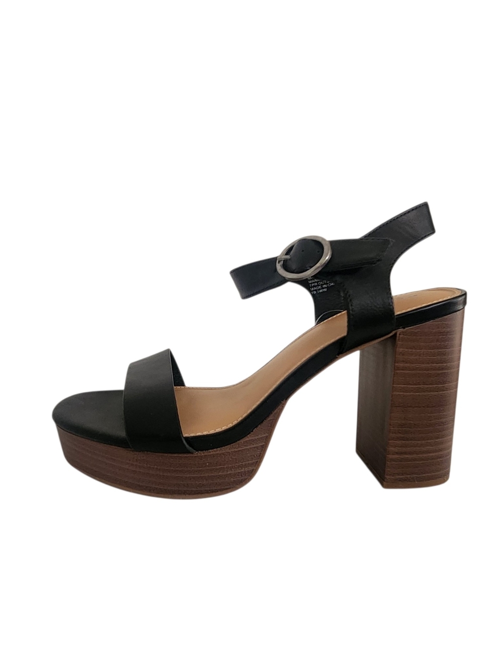 Torrid Black Stacked Platform Open Toe Sandals Size 10.5 Wide NWOT